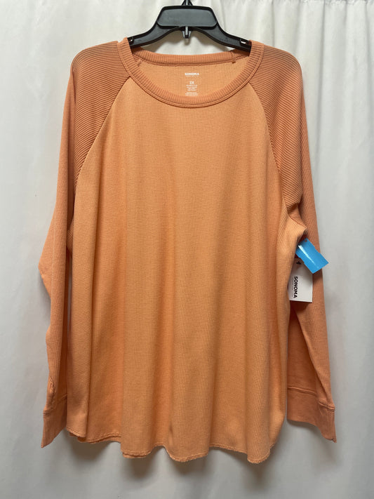 Top Long Sleeve By Sonoma In Peach, Size: 2x