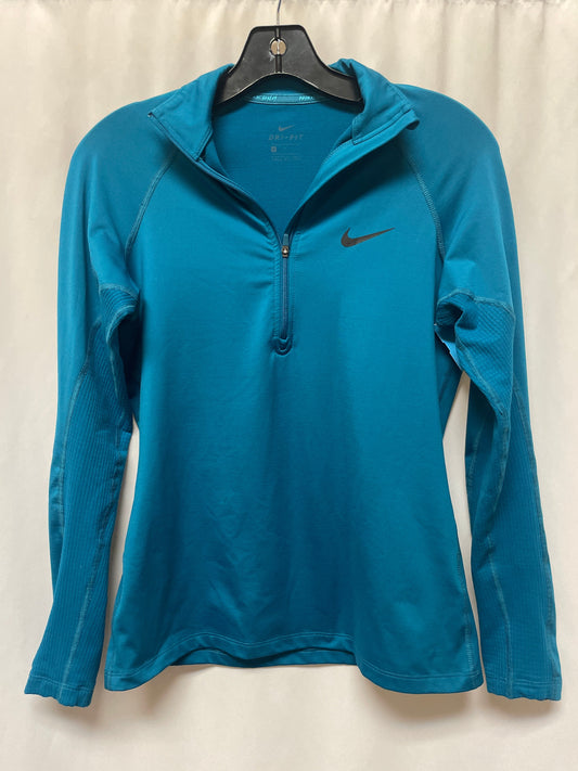 Athletic Top Long Sleeve Collar By Nike In Teal, Size: S