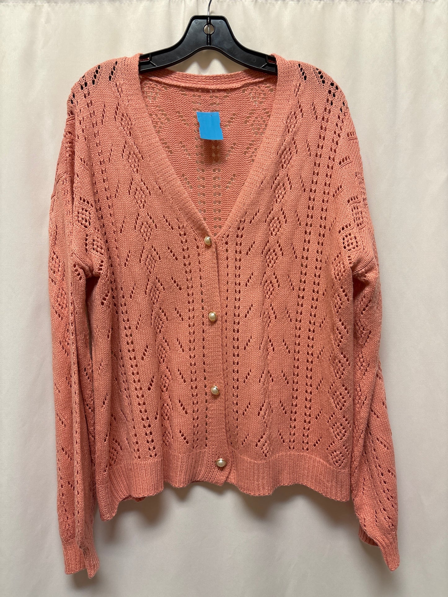 Cardigan By Clothes Mentor In Pink, Size: Xl