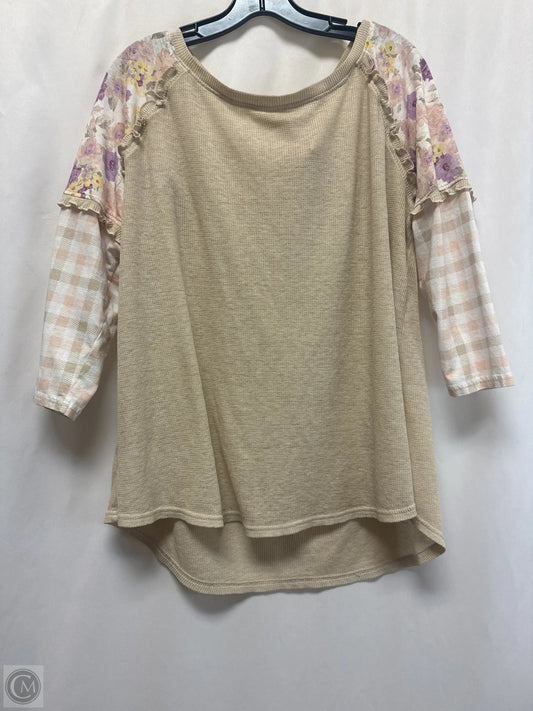 Top 3/4 Sleeve By Cato In Tan, Size: Xl