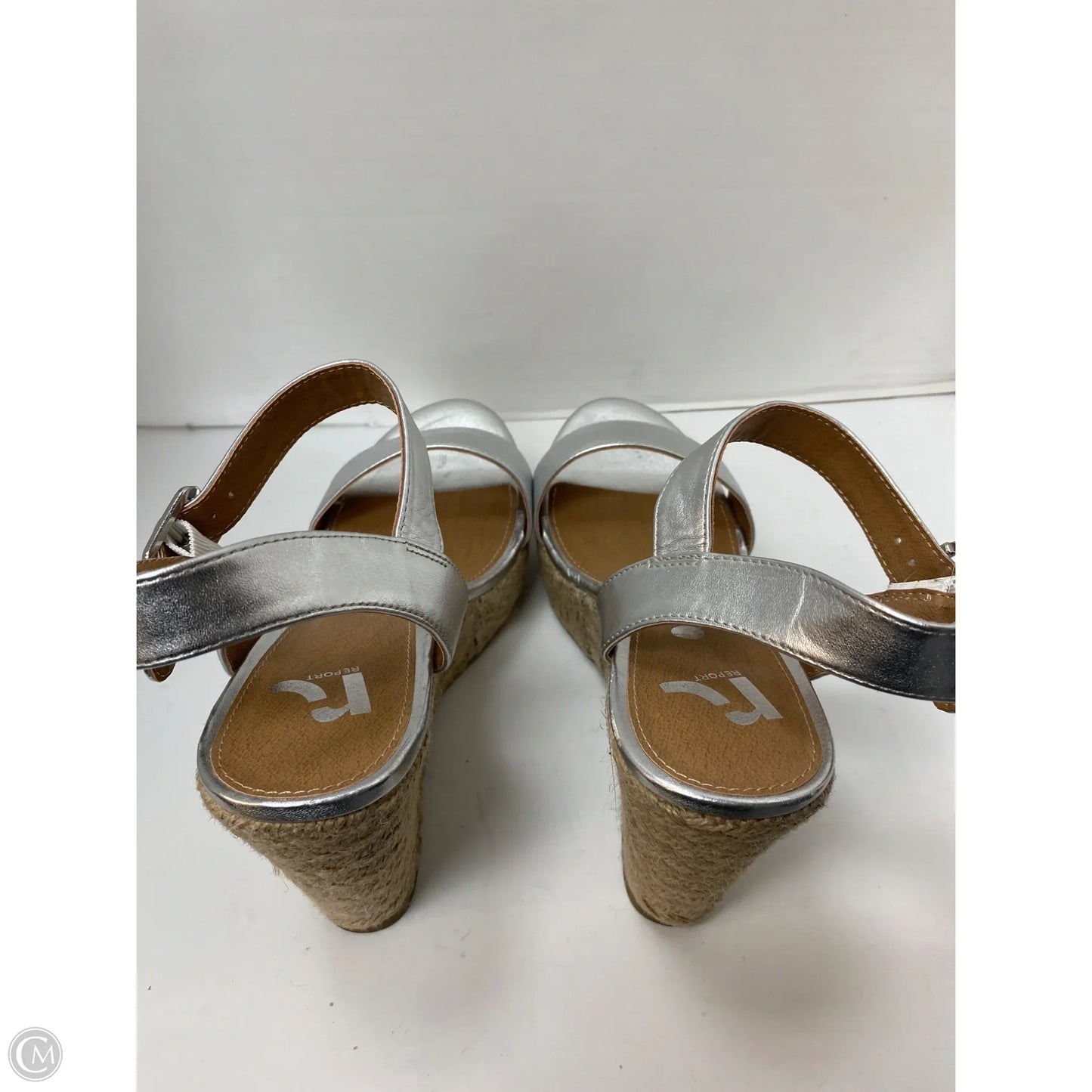 Sandals Heels Block By Report In Silver, Size: 9.5