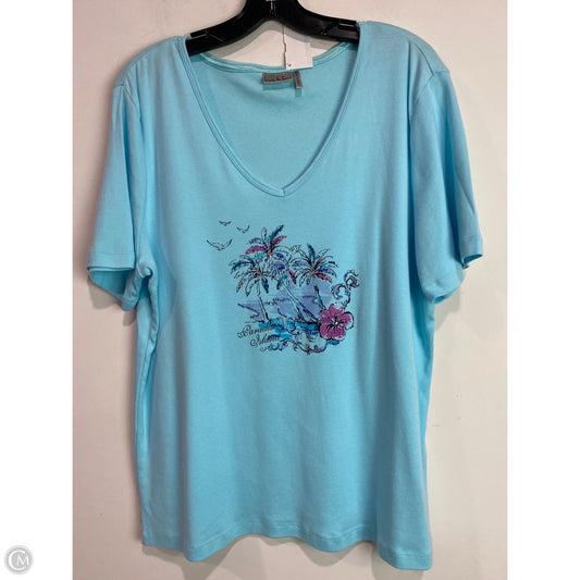 Top Short Sleeve By Nicole By Nicole Miller In Teal, Size: Xl