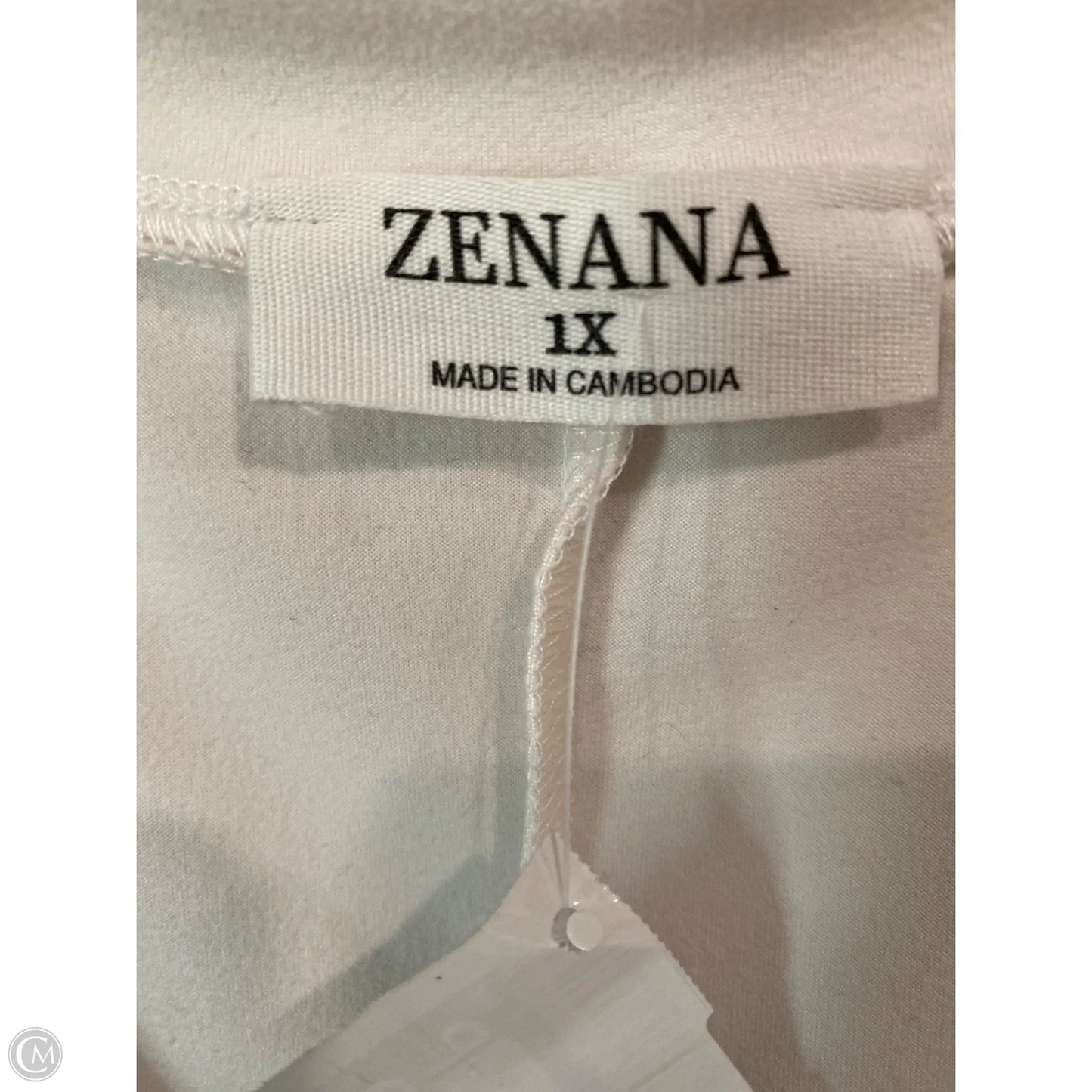 Top Short Sleeve By Zenana Outfitters In White, Size: 1x