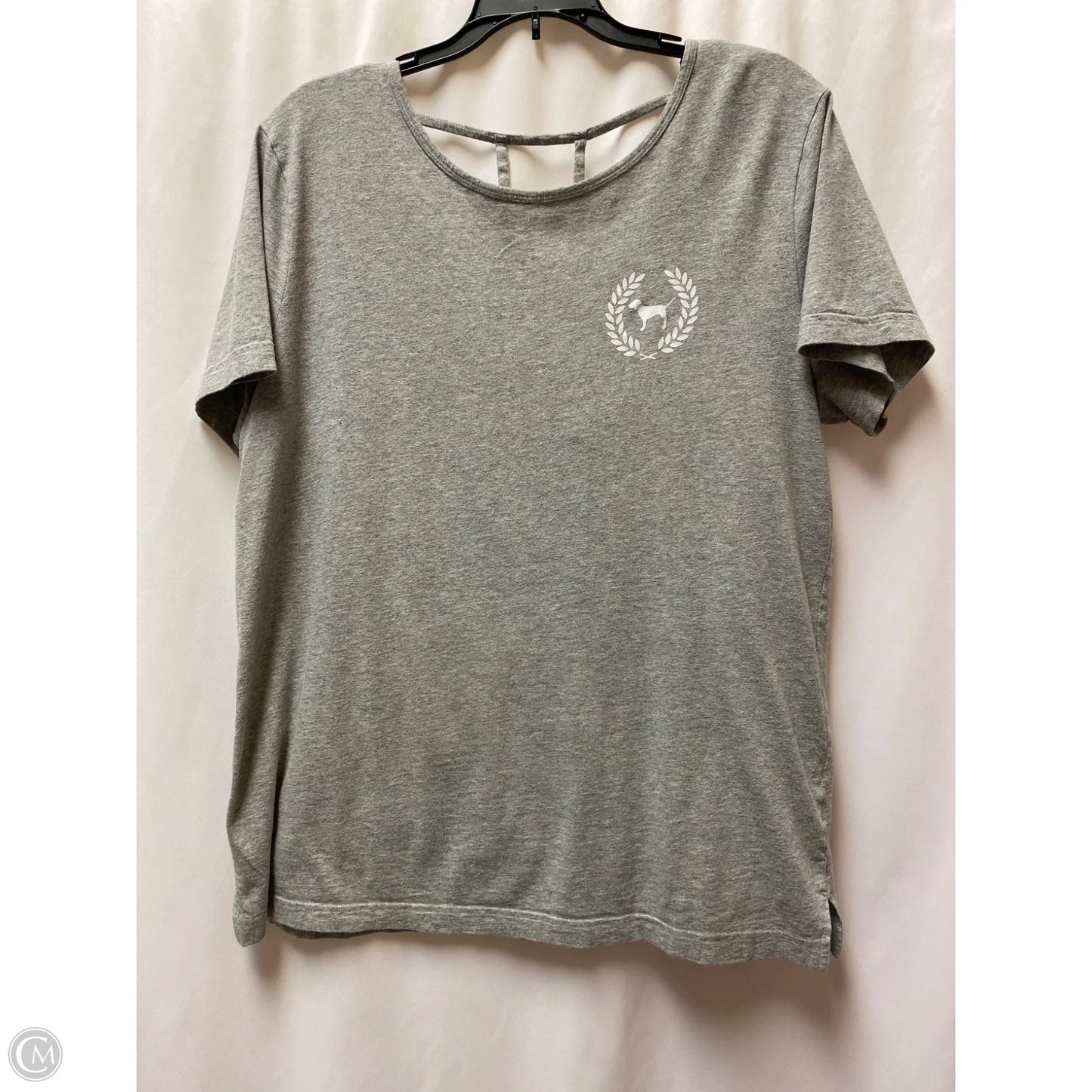 Top Short Sleeve By Pink In Grey, Size: L