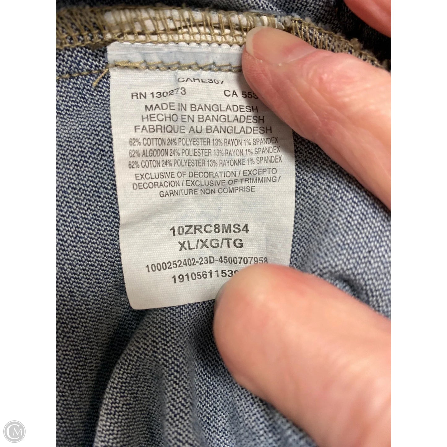 Jacket Denim By Lee In Blue Denim, Size: Xl