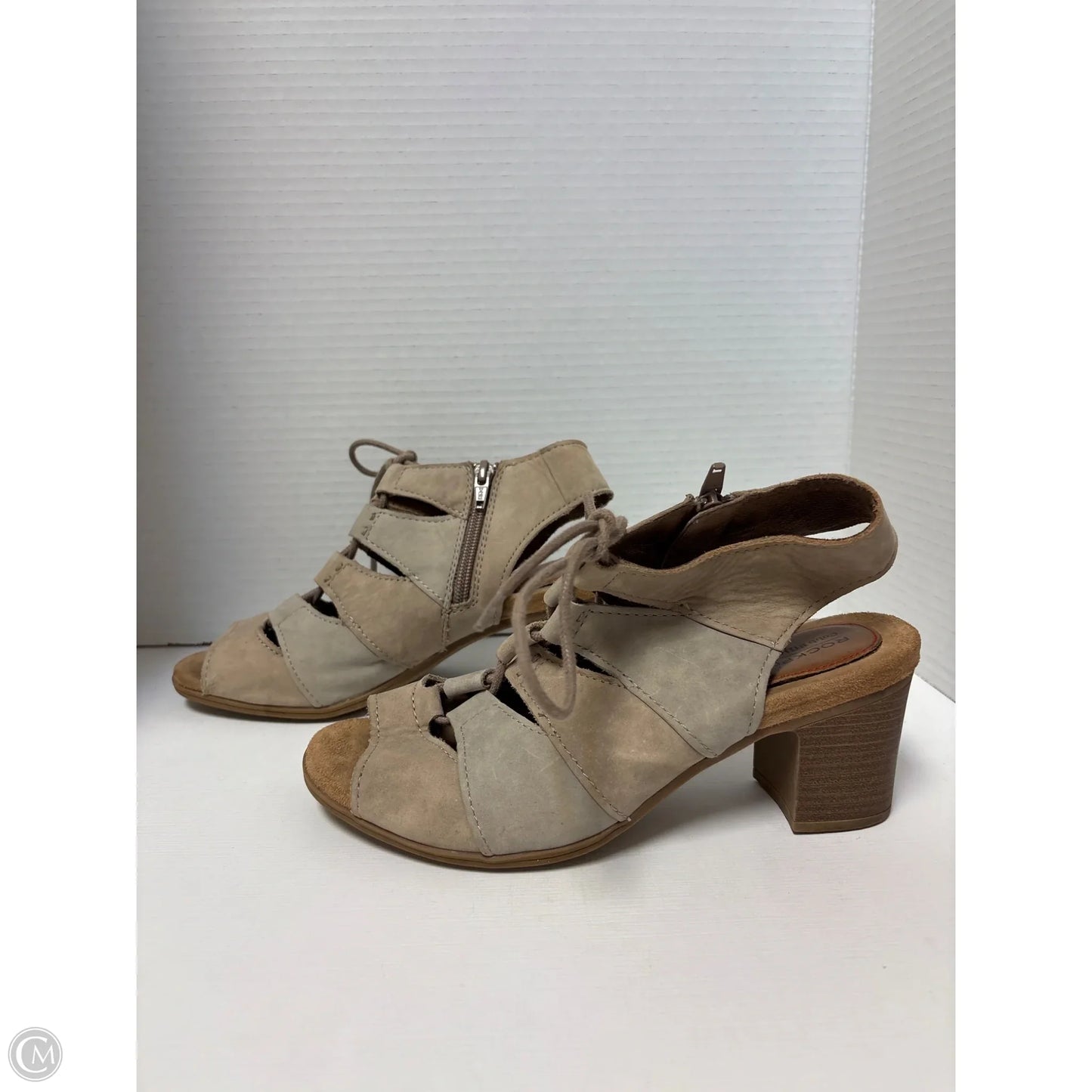 Sandals Heels Block By Rockport In Grey, Size: 7.5