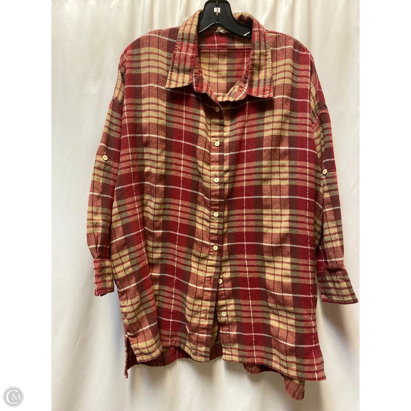 Top Long Sleeve By Peach Love Cream California In Red, Size: M