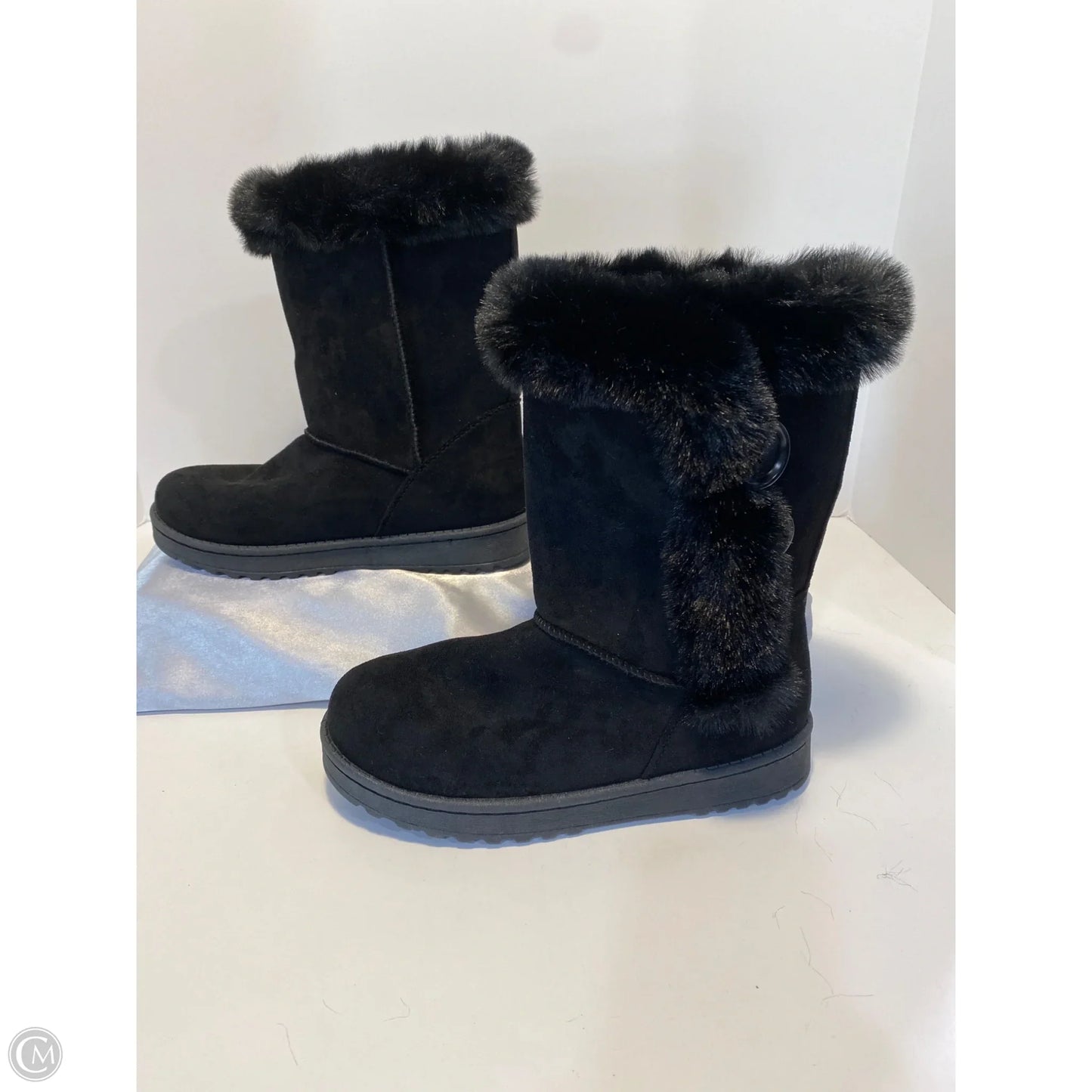 Boots Mid-calf Flats By So In Black, Size: 5.5