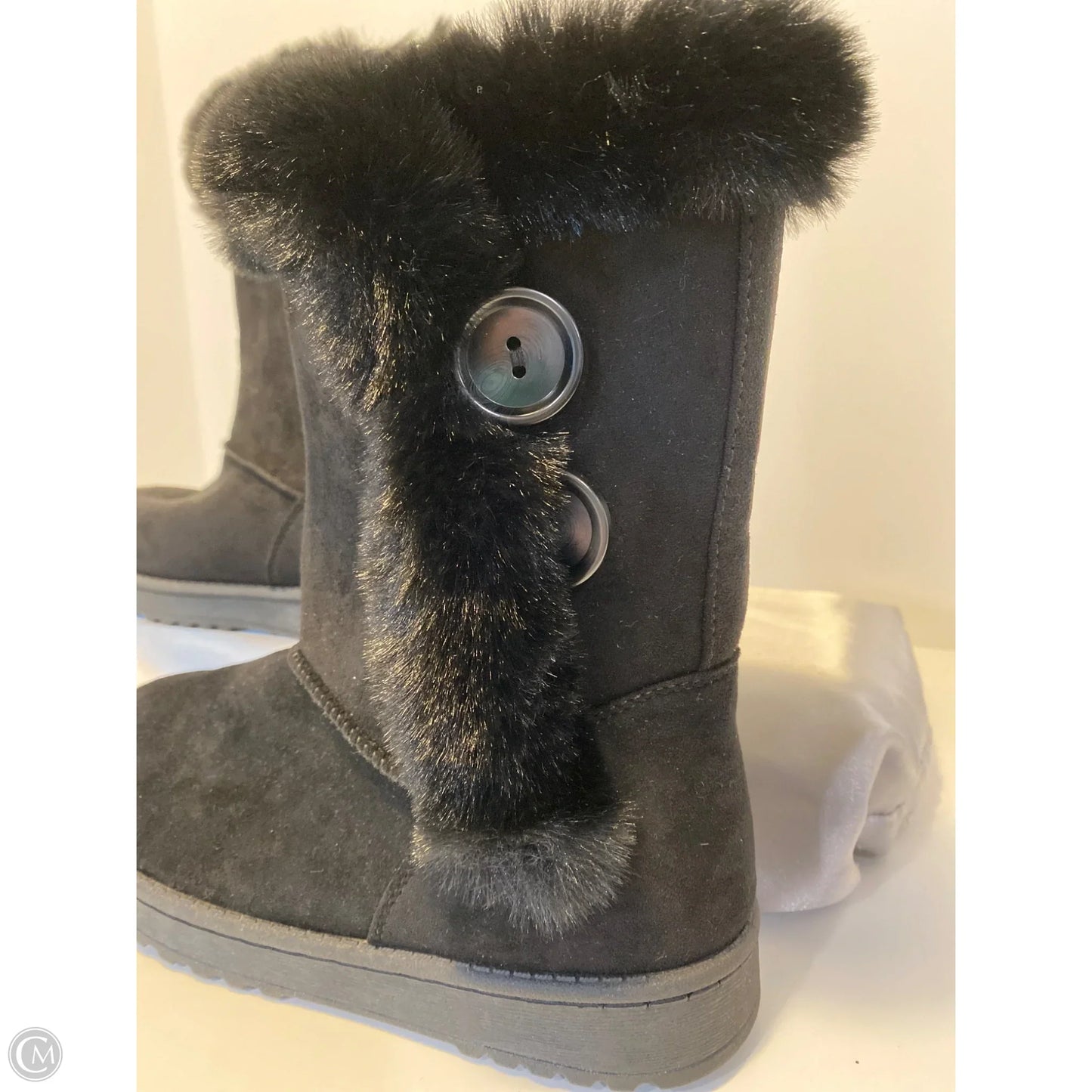 Boots Mid-calf Flats By So In Black, Size: 5.5