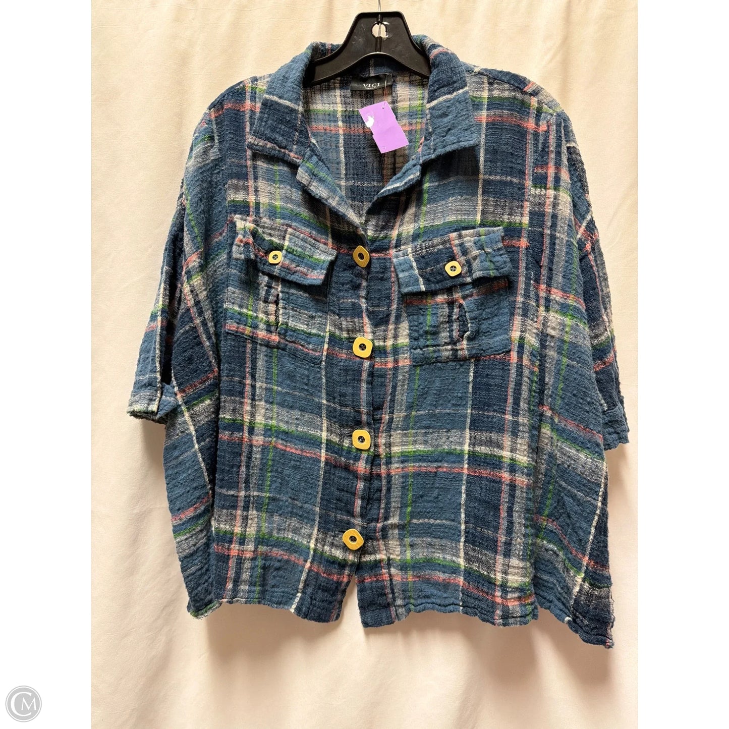 Top Short Sleeve By Vici In Blue, Size: S