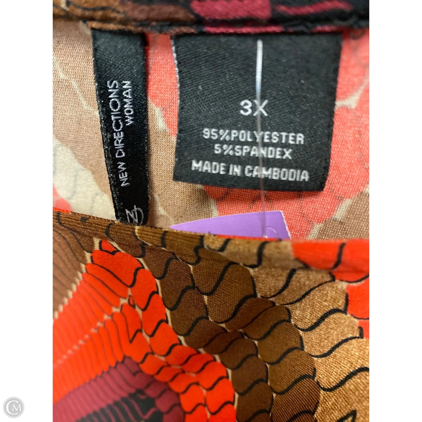 Top 3/4 Sleeve By New Directions In Brown, Size: 3x