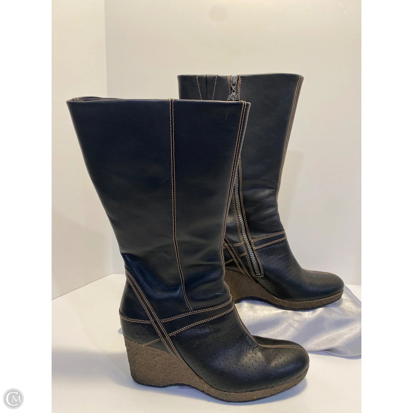 Boots Mid-calf Flats By Timberland In Black, Size: 9