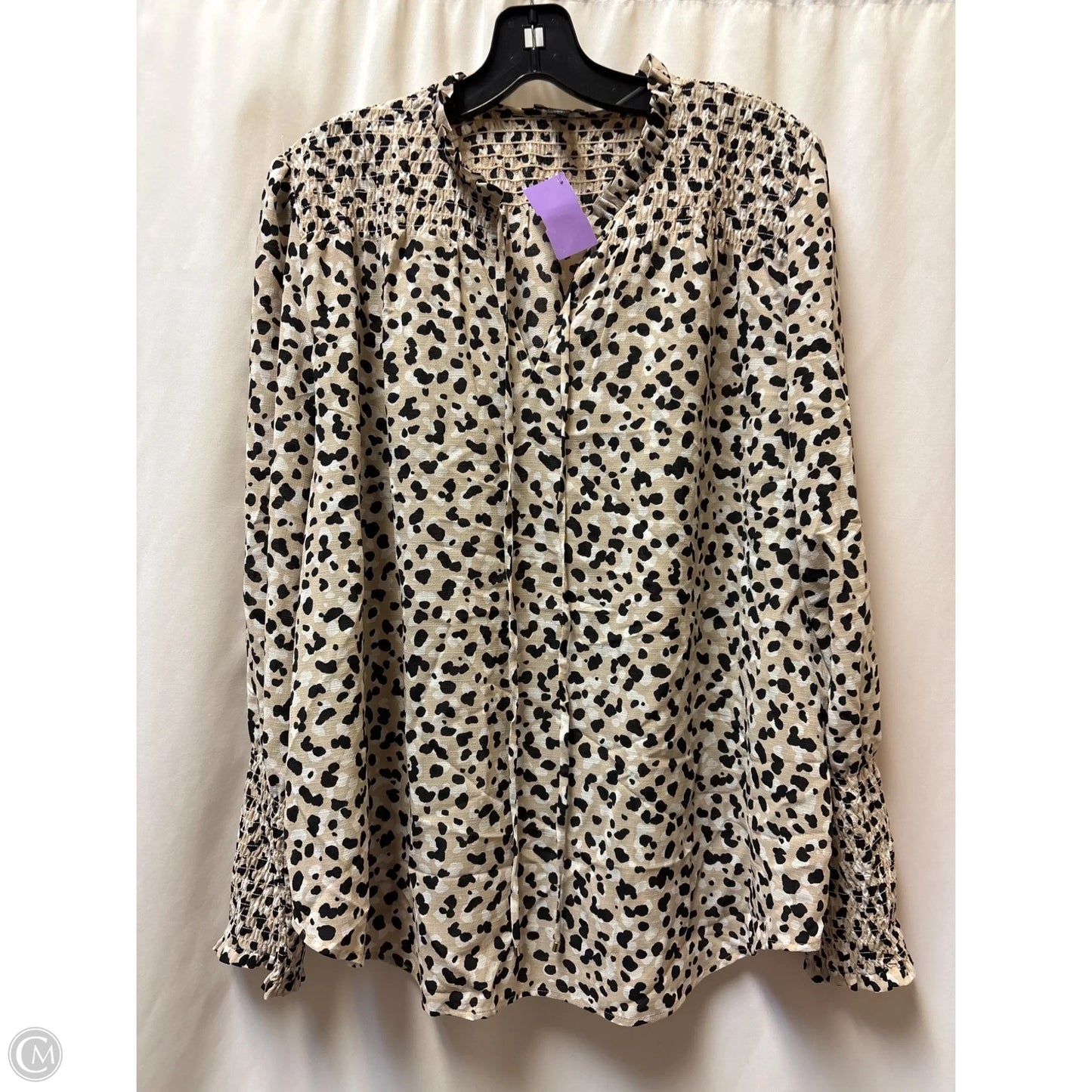 Top Long Sleeve By Ann Taylor In Tan, Size: L