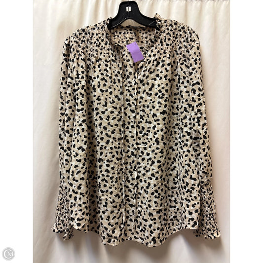 Top Long Sleeve By Ann Taylor In Tan, Size: L