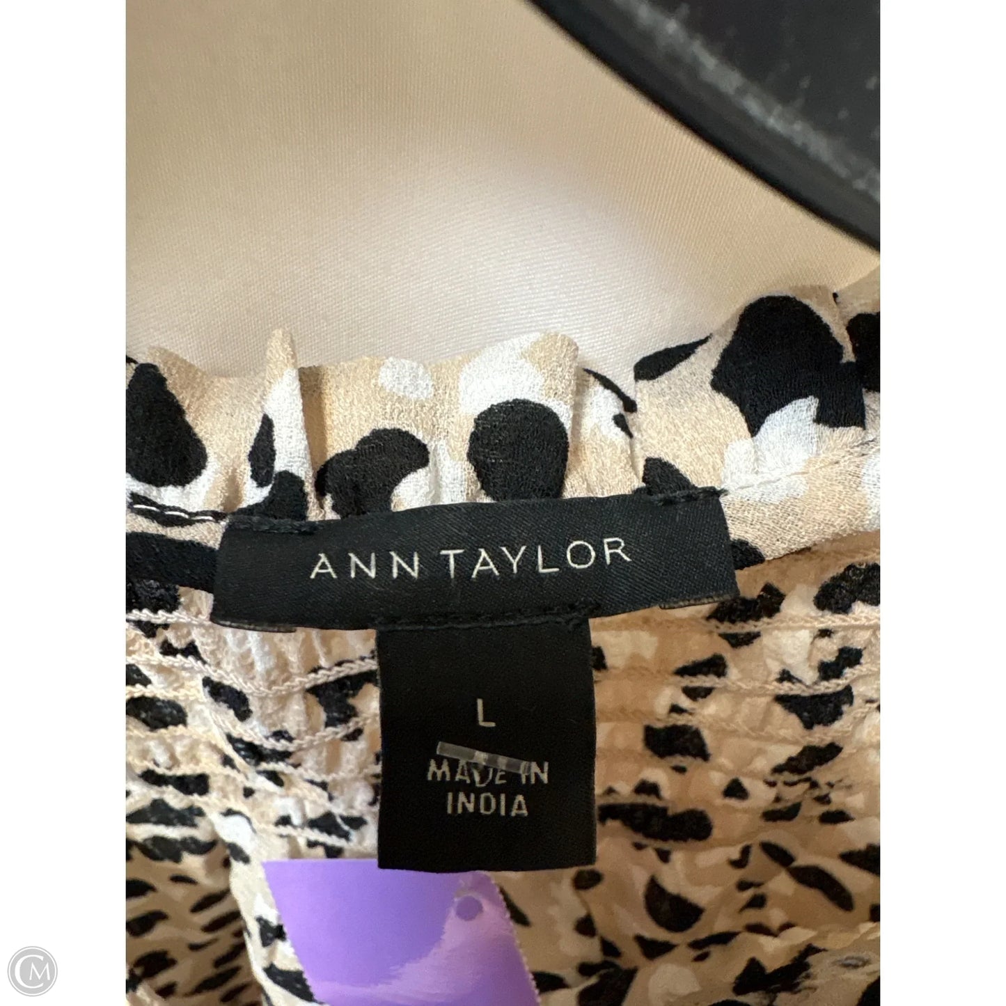 Top Long Sleeve By Ann Taylor In Tan, Size: L