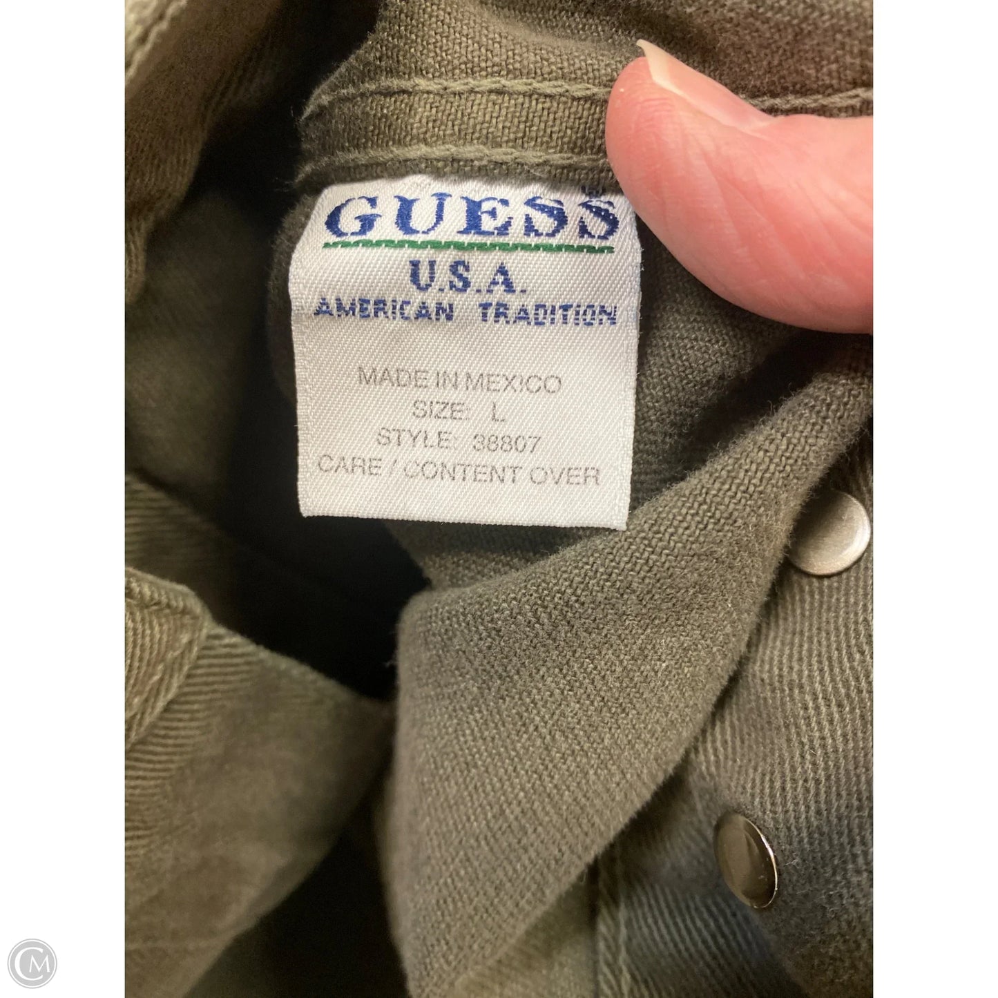 Jacket Denim By Guess In Green Denim, Size: L