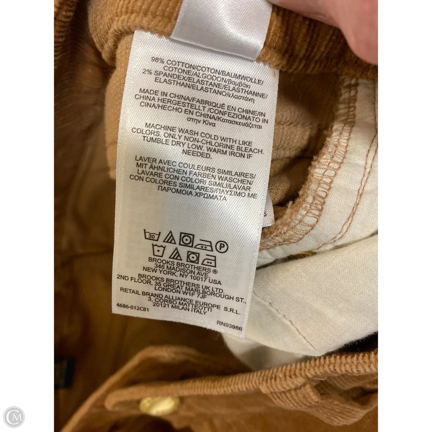 Pants Corduroy By Brooks Brothers In Brown, Size: 16