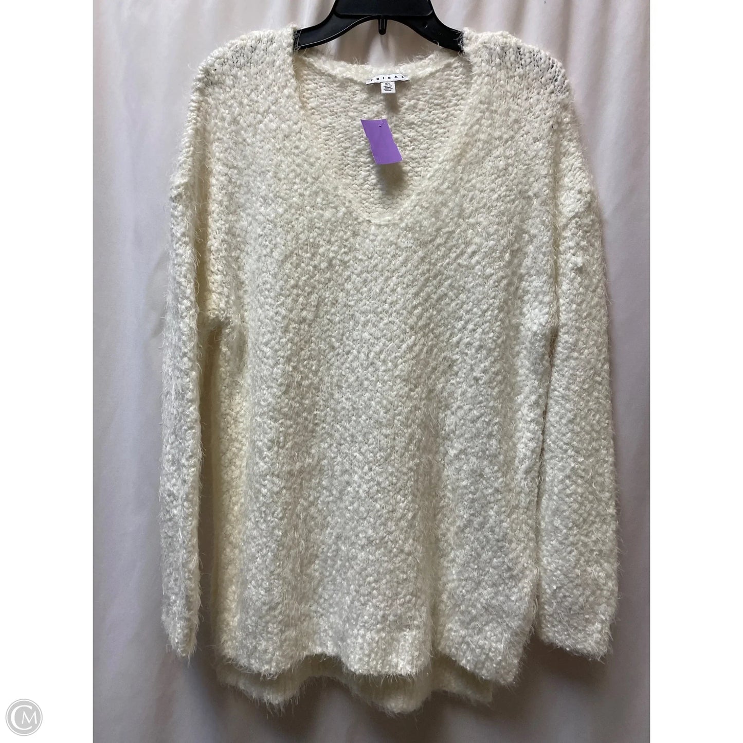 Sweater By Tribal In White, Size: L