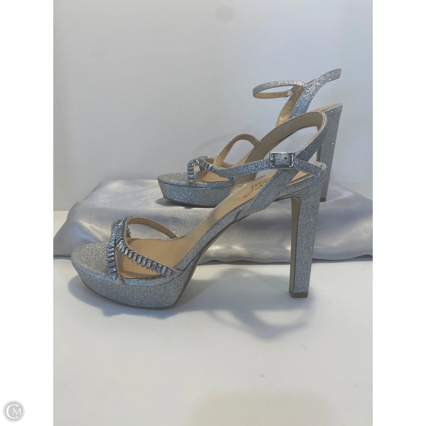Shoes Heels Stiletto By Badgley Mischka In Silver, Size: 9