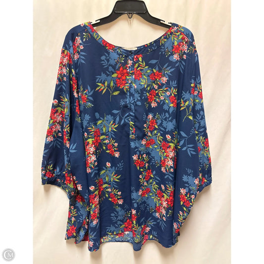 Top Long Sleeve By Woman Within In Blue, Size: 4x