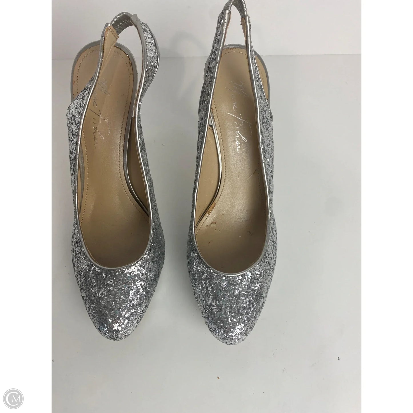 Shoes Heels Stiletto By Marc Fisher In Silver, Size: 9