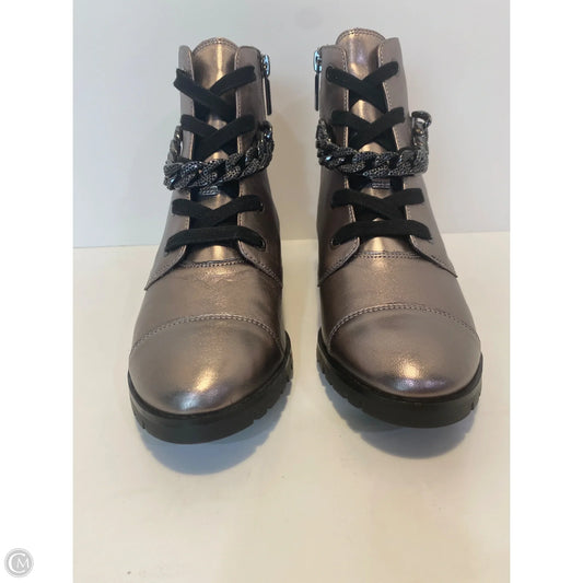 Boots Designer By Karl Lagerfeld In Silver, Size: 6.5