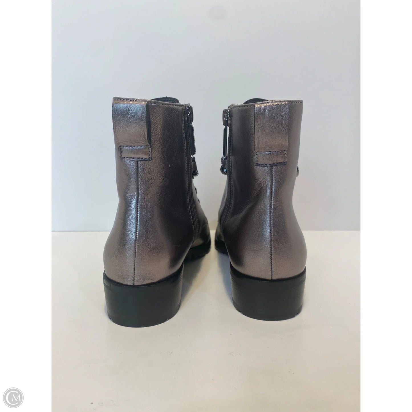 Boots Designer By Karl Lagerfeld In Silver, Size: 6.5