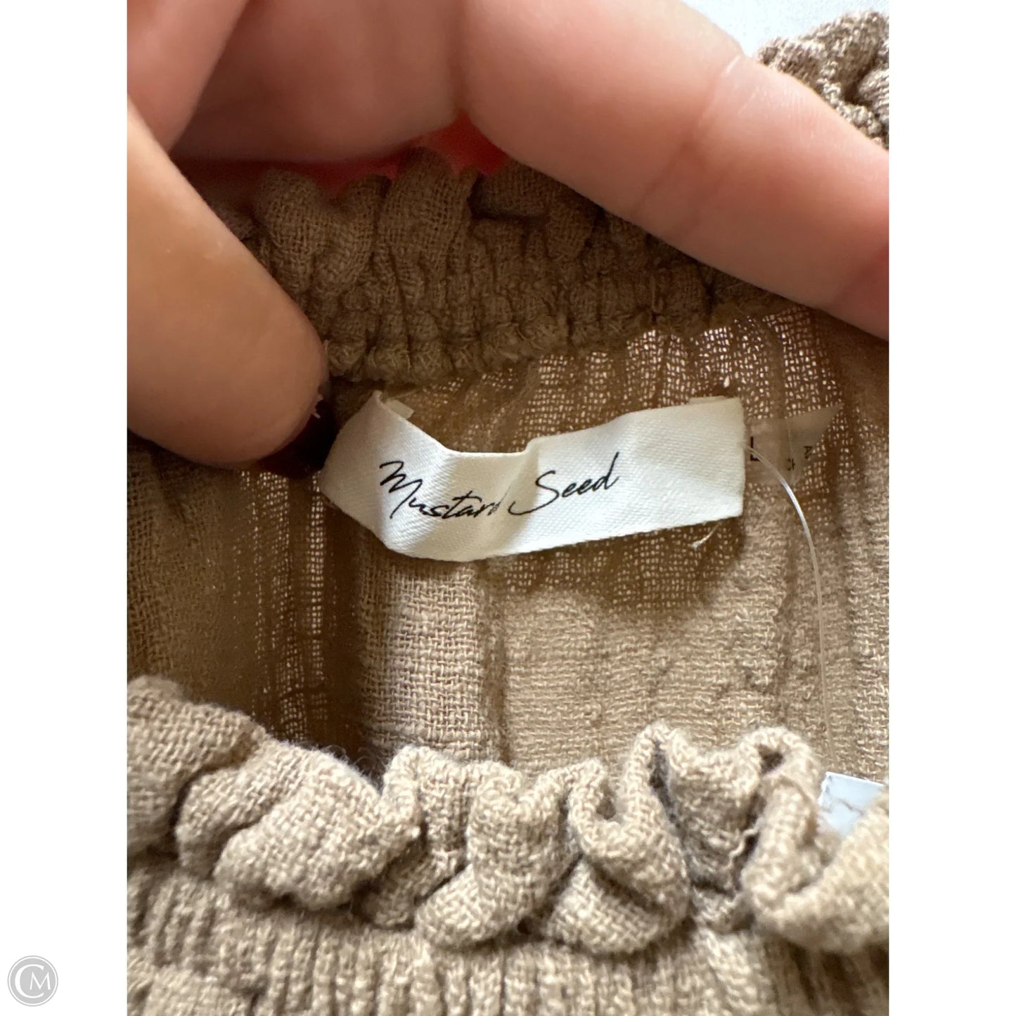 Top Long Sleeve By Mustard Seed In Taupe, Size: L