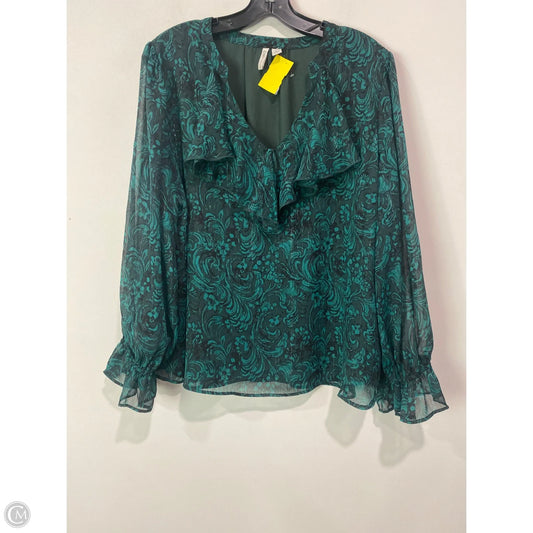 Top Long Sleeve By Cato In Green, Size: L