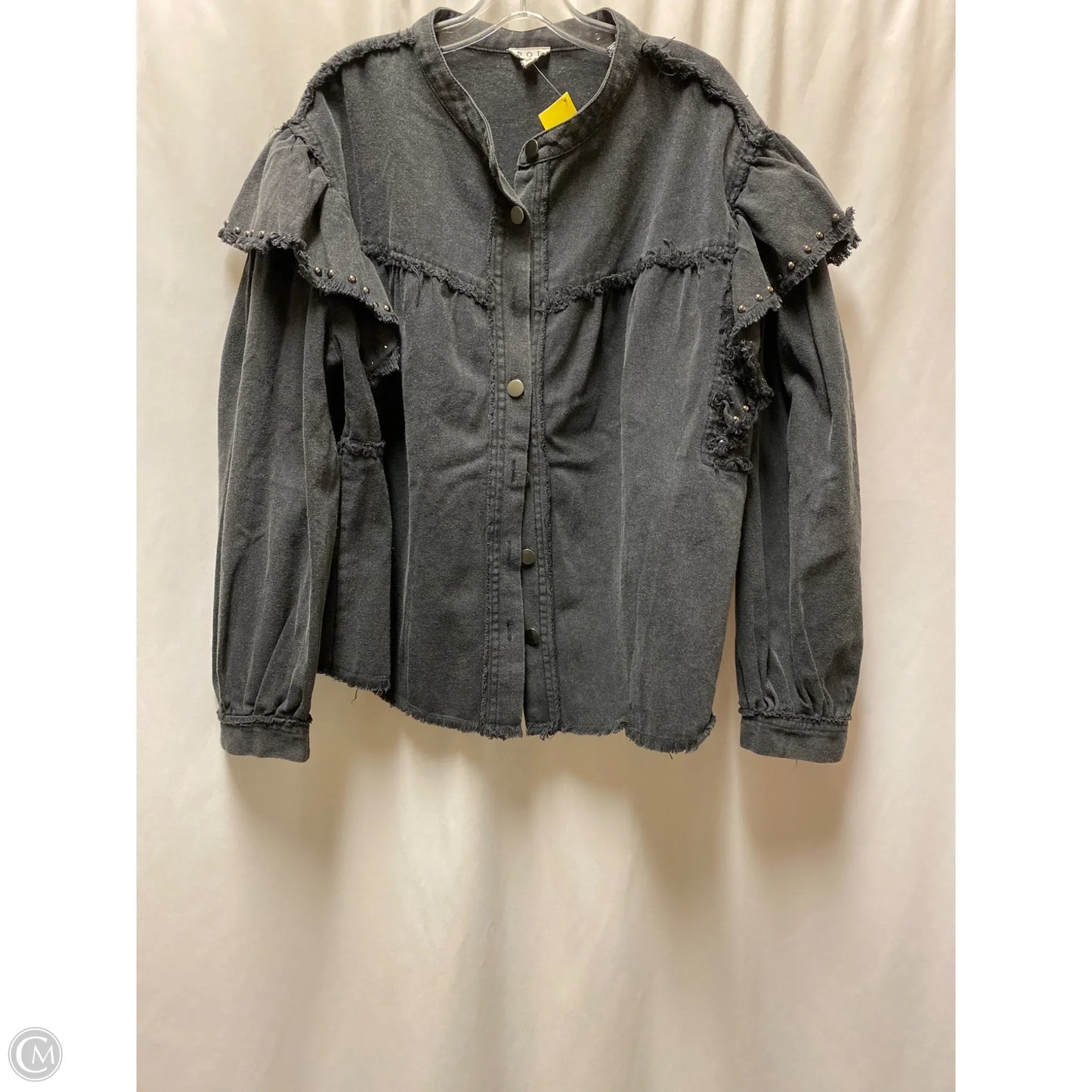 Jacket Denim By Pol In Black Denim, Size: L