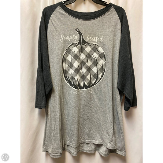 Top Long Sleeve By Simply Southern In Grey, Size: Xxl