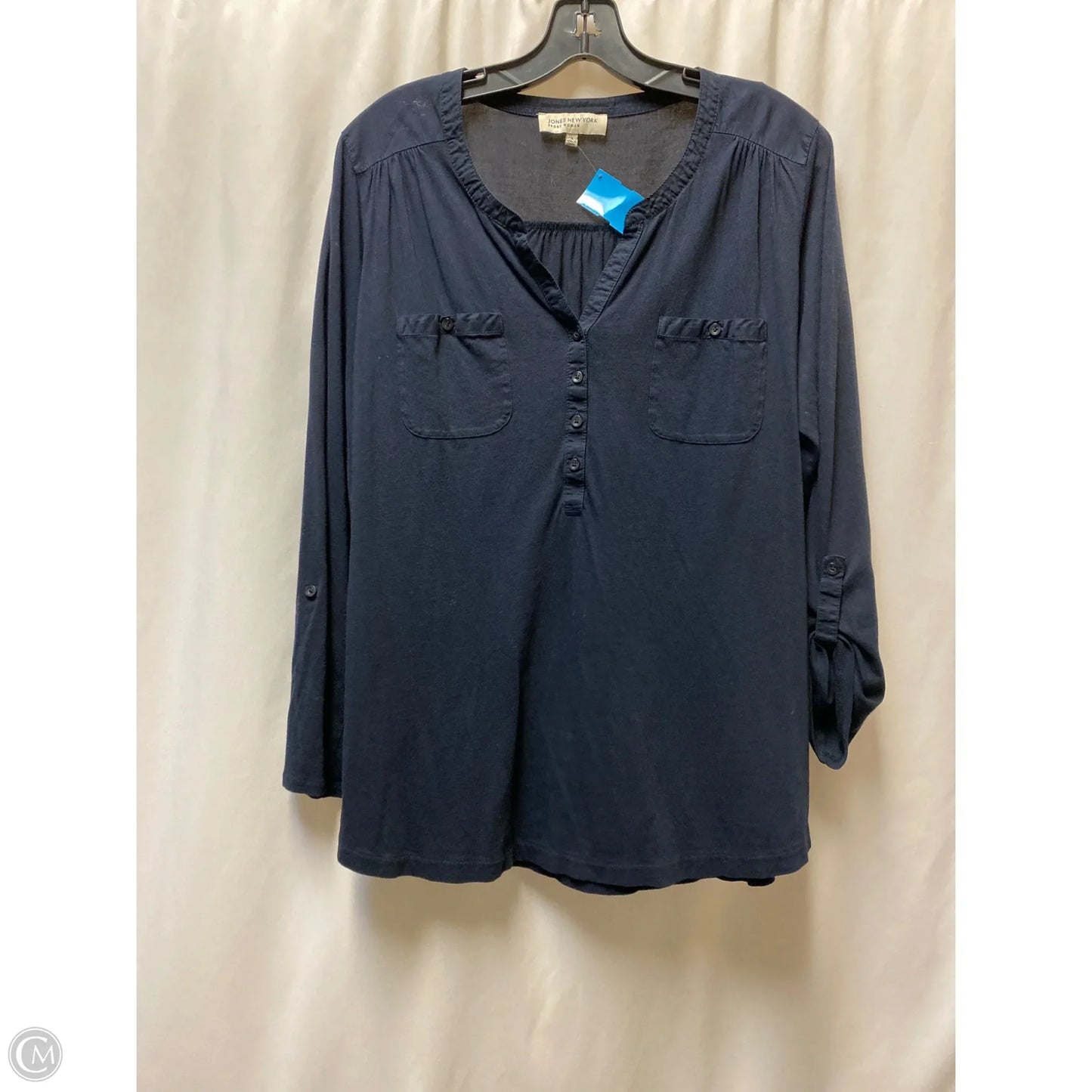 Top Long Sleeve By Jones New York In Navy, Size: 1x
