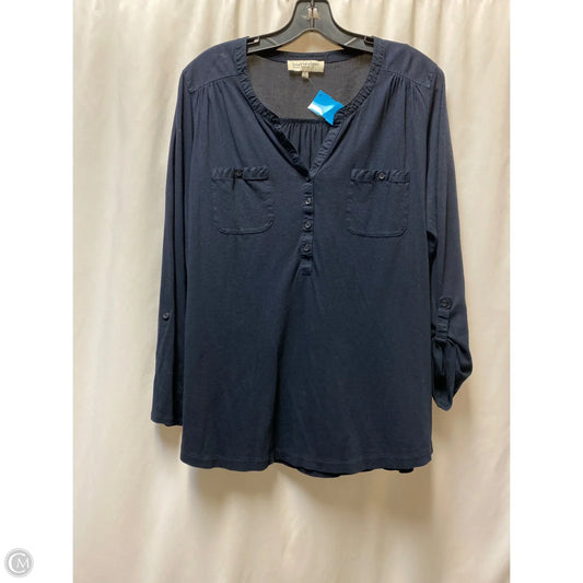 Top Long Sleeve By Jones New York In Navy, Size: 1x