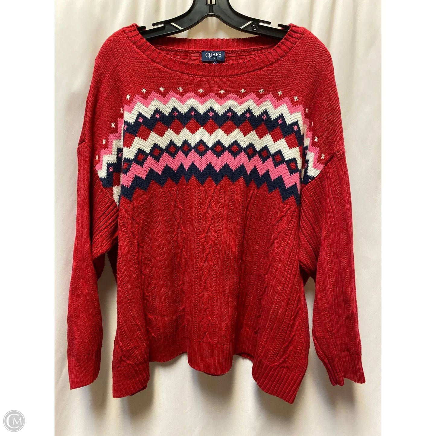 Sweater By Chaps In Red, Size: 2x