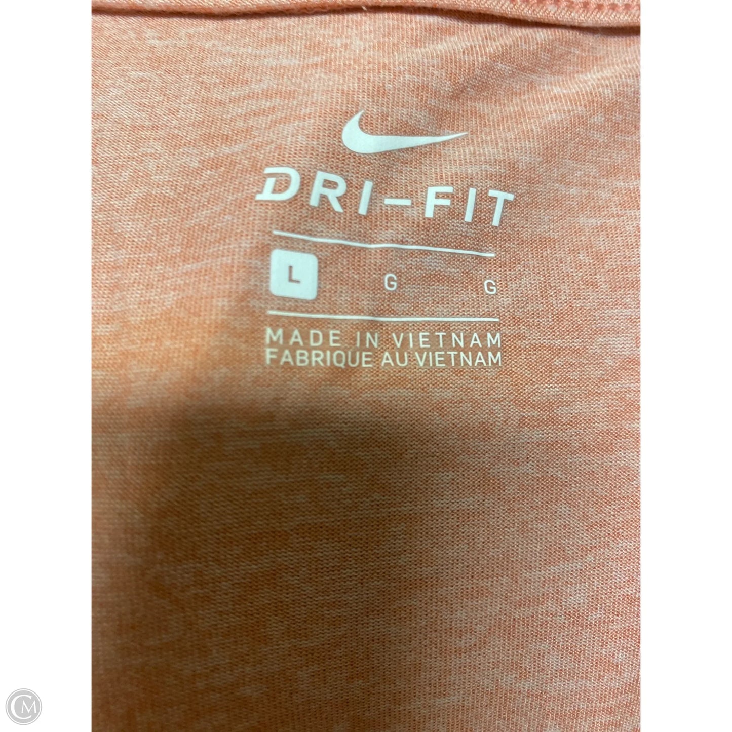 Athletic Top Short Sleeve By Nike In Peach, Size: L