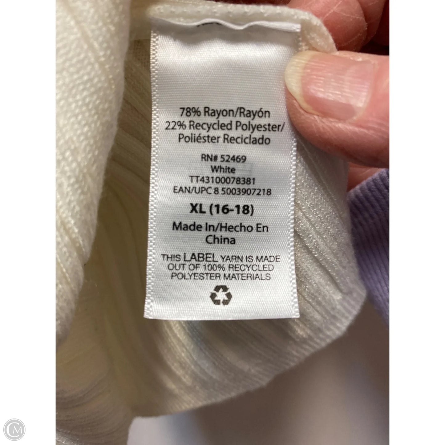 Top Long Sleeve By Time And Tru In White, Size: Xl