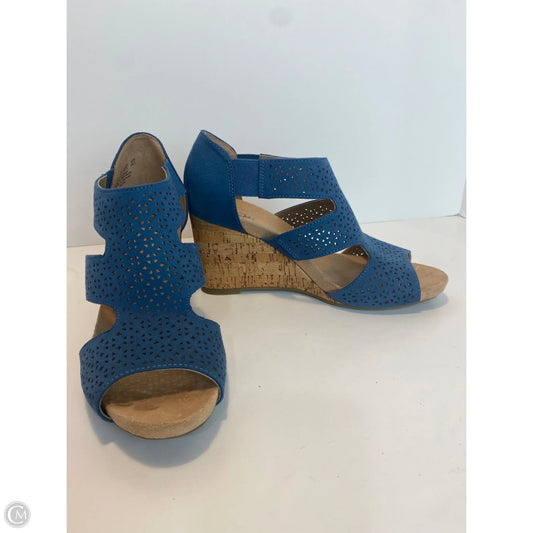 Sandals Heels Wedge By Life Stride In Blue, Size: 7.5