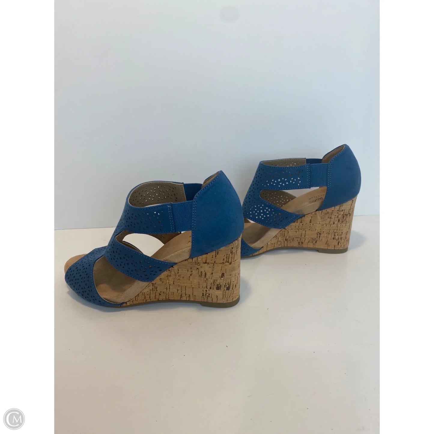 Sandals Heels Wedge By Life Stride In Blue, Size: 7.5
