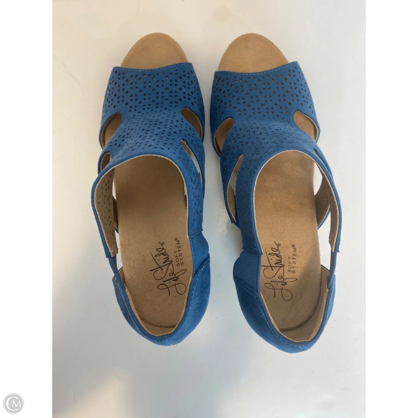 Sandals Heels Wedge By Life Stride In Blue, Size: 7.5