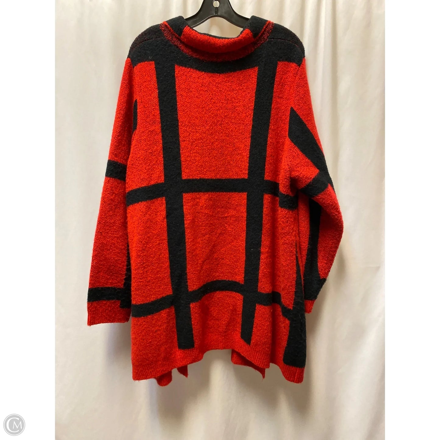 Cardigan By New Directions In Black & Red, Size: 1x