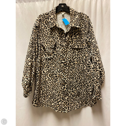 Jacket Shirt By Cato In Animal Print, Size: L