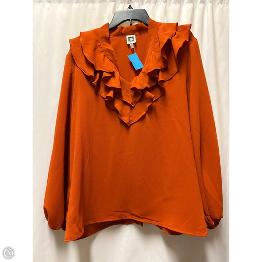 Top Long Sleeve By Anne Klein In Copper, Size: Xl