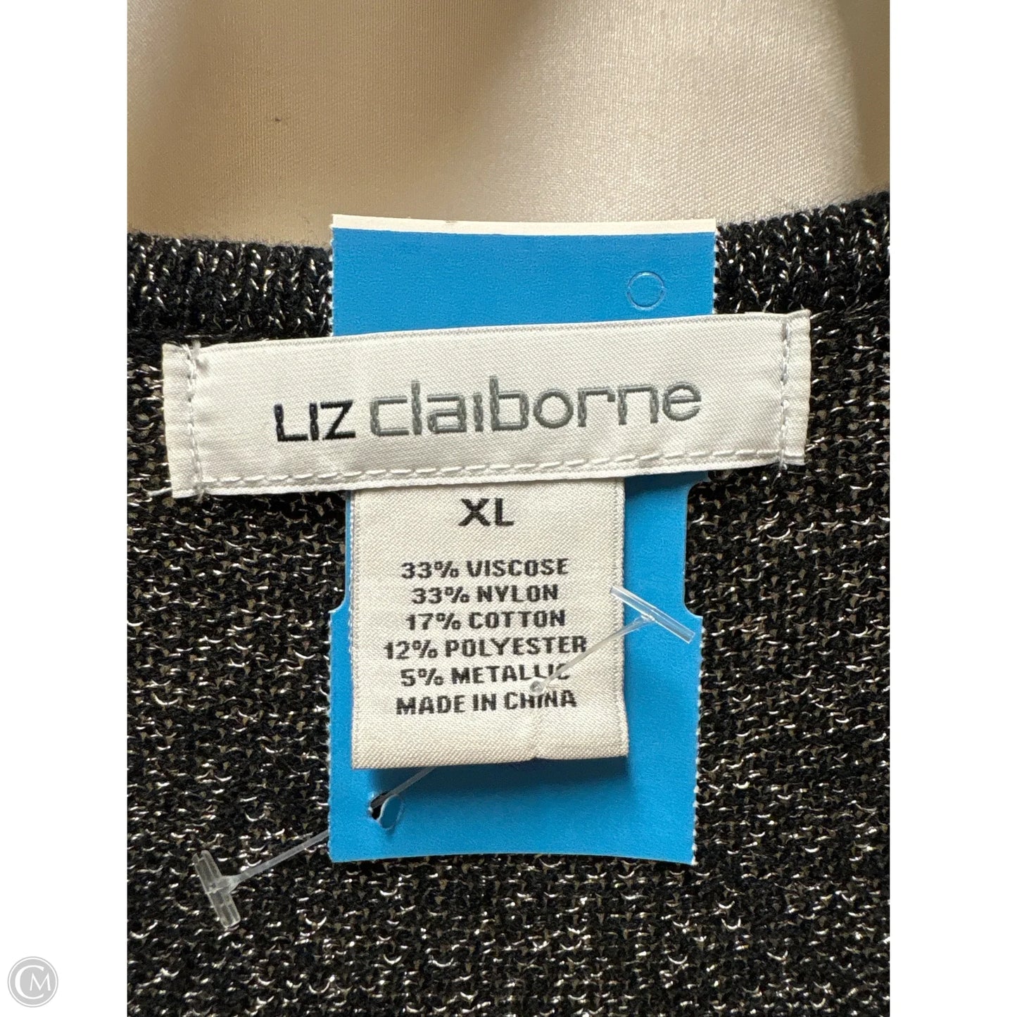 Dress Sweater By Liz Claiborne In Black & Gold, Size: Xl