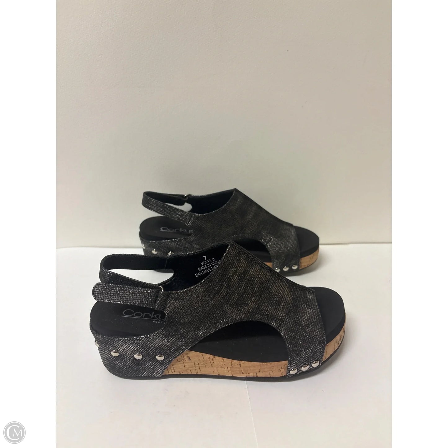 Sandals Heels Block By Corkys In Black, Size: 7