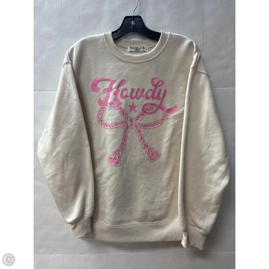 Sweatshirt Crewneck By Wound Up In Tan, Size: S
