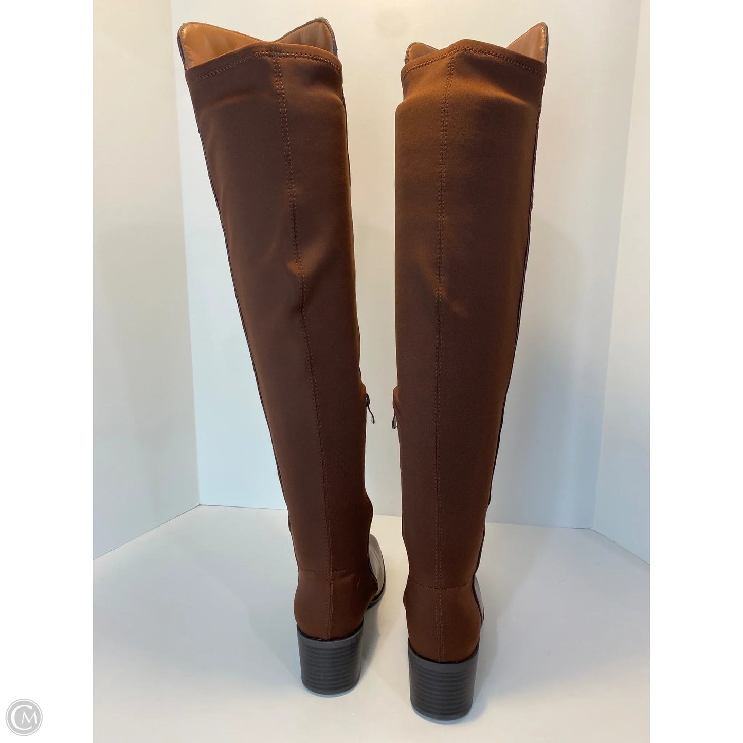 Boots Knee Heels By Bamboo In Brown, Size: 8.5