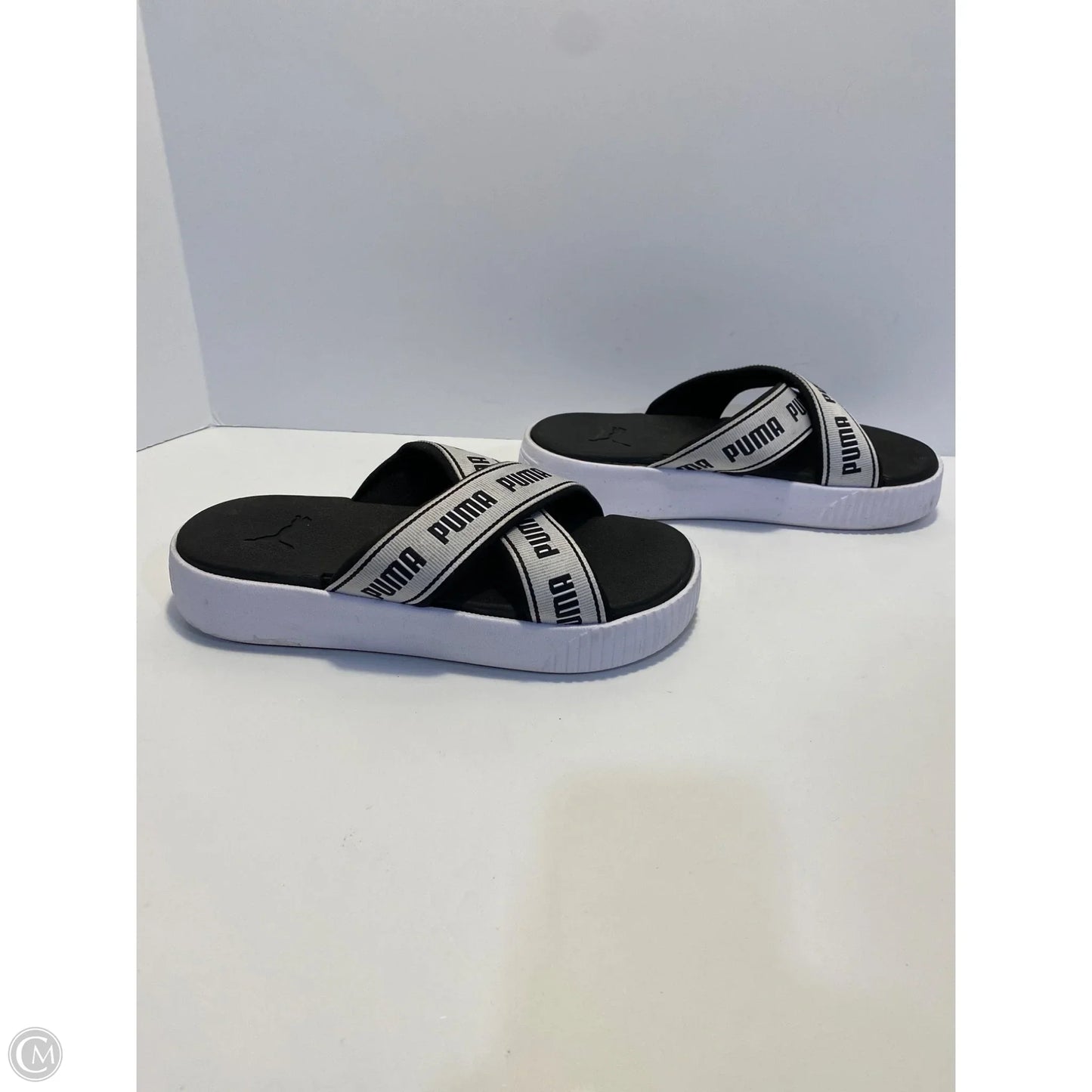 Sandals Flats By Puma In Black & White, Size: 7.5