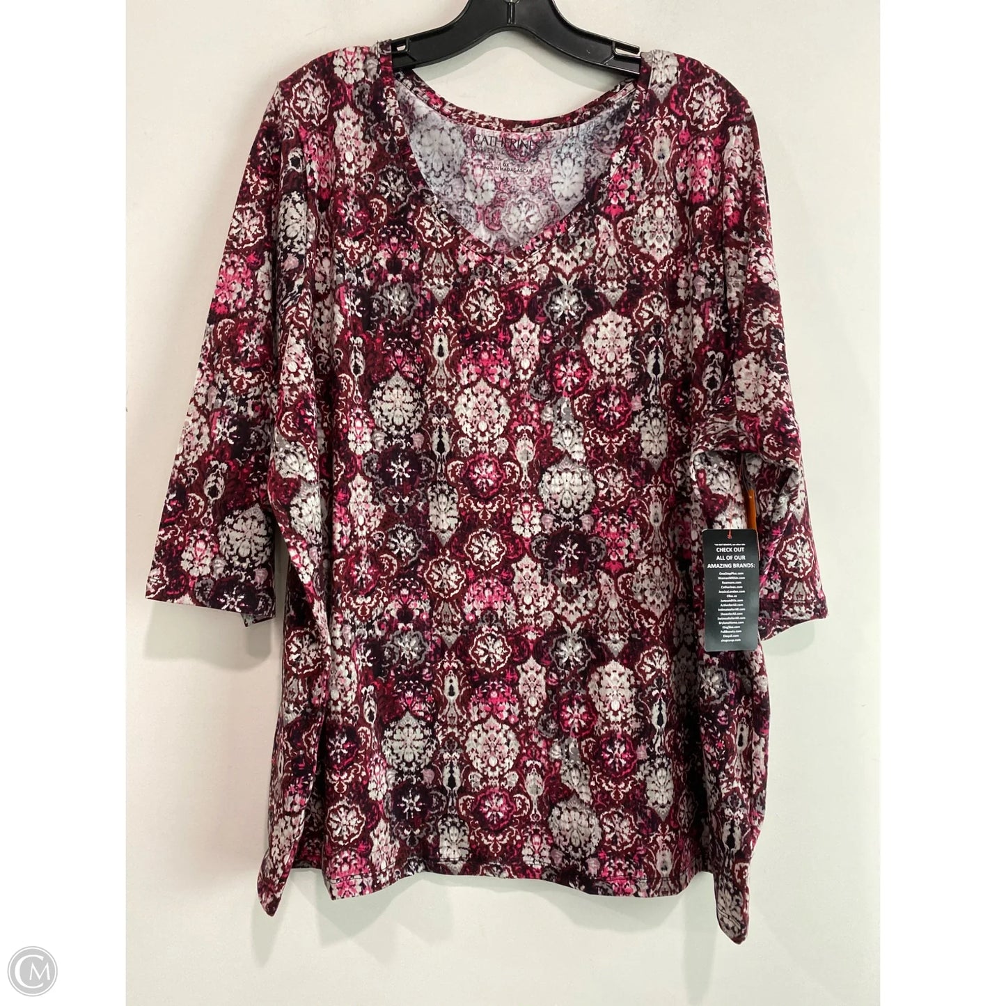 Top 3/4 Sleeve By Catherines In Maroon, Size: Xl