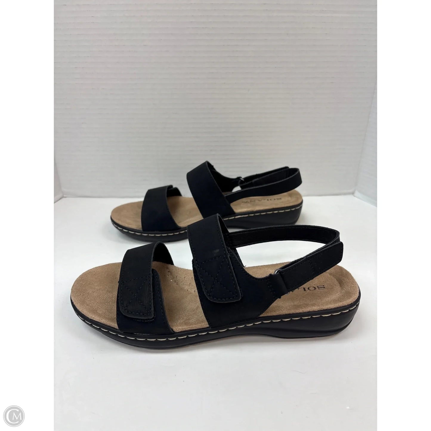 Sandals Flats By Solanz In Black, Size: 7.5