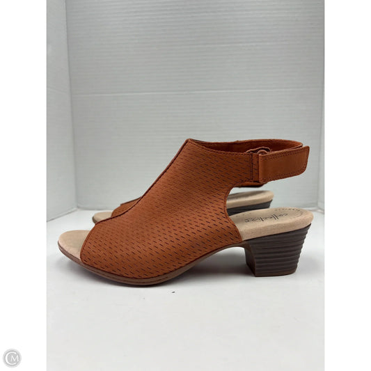 Sandals Heels Block By Clarks In Brown, Size: 8.5